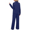image:imageXIEERDUO Womens 2 Piece Outfits Full Zip Up Lounge Set Fashion SweatsuitsNavy White