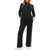 image:imageXIEERDUO Womens 2 Piece Outfits Full Zip Up Lounge Set Fashion SweatsuitsBlack White