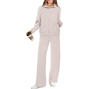 image:imageXIEERDUO Womens 2 Piece Outfits Full Zip Up Lounge Set Fashion SweatsuitsApricot