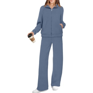 image:imageXIEERDUO Womens 2 Piece Outfits Full Zip Up Lounge Set Fashion SweatsuitsBlue