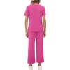 image:imageXIEERDUO Womens 2 Piece Outfits Summer Lounge Sets Side Slit Loungewear  Short Sleeve Top Matching Wide Leg Capri PantsHot Pink