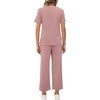 image:imageXIEERDUO Womens 2 Piece Outfits Summer Lounge Sets Side Slit Loungewear  Short Sleeve Top Matching Wide Leg Capri PantsPink