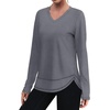 image:imageXIEERDUO Womens Workout Tops Long Sleeve Sun Protection Dry Fit Running Gym01 Grey