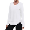 image:imageXIEERDUO Womens Workout Tops Long Sleeve Sun Protection Dry Fit Running Gym03 White