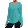 image:imageXIEERDUO Womens Workout Tops Long Sleeve Sun Protection Dry Fit Running Gym05 Aqua