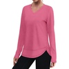image:imageXIEERDUO Womens Workout Tops Long Sleeve Sun Protection Dry Fit Running Gym07 Watermelon Pink
