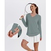 image:imageXIEERDUO Womens Workout Tops Long Sleeve Sun Protection Dry Fit Running Gym10 Grey Green