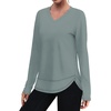 image:imageXIEERDUO Womens Workout Tops Long Sleeve Sun Protection Dry Fit Running Gym10 Grey Green