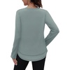 image:imageXIEERDUO Womens Workout Tops Long Sleeve Sun Protection Dry Fit Running Gym10 Grey Green