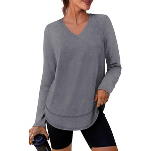 image:imageXIEERDUO Womens Workout Tops Long Sleeve Sun Protection Dry Fit Running Gym01 Grey