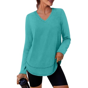image:imageXIEERDUO Womens Workout Tops Long Sleeve Sun Protection Dry Fit Running Gym05 Aqua