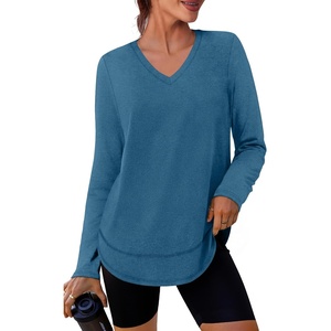 image:imageXIEERDUO Womens Workout Tops Long Sleeve Sun Protection Dry Fit Running Gym08 Green Blue