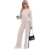 image:imageXIEERDUO 2 Piece Sets for Women Fall Outfits Fashion Clothing Lounge SetsBbeige