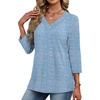 image:imageXIEERDUO 34 Length Sleeve Womens Tops V Neck T Shirts Summer Clothes Basic Blouses Dressy Casual 2026 Spring OutfitsPatternedstripes Blue