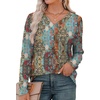 image:imageXIEERDUO Long Sleeve Shirts for Women V Neck Fall Tops Basic Tunic Tops Loose Fit Dressy 2026Boho Floral