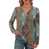 image:imageXIEERDUO Long Sleeve Shirts for Women V Neck Fall Tops Basic Tunic Tops Loose Fit Dressy 2026Boho Floral