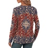 image:imageXIEERDUO Long Sleeve Shirts for Women V Neck Fall Tops Basic Tunic Tops Loose Fit Dressy 2026Boho Print