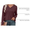 image:imageXIEERDUO Long Sleeve Shirts for Women V Neck Fall Tops Basic Tunic Tops Loose Fit Dressy 2026Burgundy
