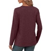 image:imageXIEERDUO Long Sleeve Shirts for Women V Neck Fall Tops Basic Tunic Tops Loose Fit Dressy 2026Burgundy