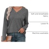 image:imageXIEERDUO Long Sleeve Shirts for Women V Neck Fall Tops Basic Tunic Tops Loose Fit Dressy 2026Grey