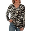image:imageXIEERDUO Long Sleeve Shirts for Women V Neck Fall Tops Basic Tunic Tops Loose Fit Dressy 2026Leopard Print