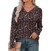 image:imageXIEERDUO Long Sleeve Shirts for Women V Neck Fall Tops Basic Tunic Tops Loose Fit Dressy 2026Patternedblack Floral