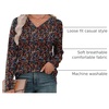 image:imageXIEERDUO Long Sleeve Shirts for Women V Neck Fall Tops Basic Tunic Tops Loose Fit Dressy 2026Patternedblack Floral
