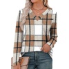 image:imageXIEERDUO Long Sleeve Shirts for Women V Neck Fall Tops Basic Tunic Tops Loose Fit Dressy 2026Patternedbrown Plaid