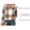 image:imageXIEERDUO Long Sleeve Shirts for Women V Neck Fall Tops Basic Tunic Tops Loose Fit Dressy 2026Patternedbrown Plaid