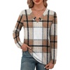 image:imageXIEERDUO Long Sleeve Shirts for Women V Neck Fall Tops Basic Tunic Tops Loose Fit Dressy 2026Patternedbrown Plaid