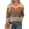 image:imageXIEERDUO Long Sleeve Shirts for Women V Neck Fall Tops Basic Tunic Tops Loose Fit Dressy 2026Patternedbrown Print