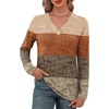 image:imageXIEERDUO Long Sleeve Shirts for Women V Neck Fall Tops Basic Tunic Tops Loose Fit Dressy 2026Patternedbrown Print