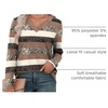 image:imageXIEERDUO Long Sleeve Shirts for Women V Neck Fall Tops Basic Tunic Tops Loose Fit Dressy 2026Patternedbrown Stripe