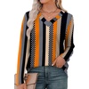 image:imageXIEERDUO Long Sleeve Shirts for Women V Neck Fall Tops Basic Tunic Tops Loose Fit Dressy 2026Patternedkhaki Stripe