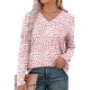 image:imageXIEERDUO Long Sleeve Shirts for Women V Neck Fall Tops Basic Tunic Tops Loose Fit Dressy 2026Patternedpink Leopard
