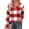 image:imageXIEERDUO Long Sleeve Shirts for Women V Neck Fall Tops Basic Tunic Tops Loose Fit Dressy 2026Patternedred Plaid