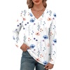 image:imageXIEERDUO Long Sleeve Shirts for Women V Neck Fall Tops Basic Tunic Tops Loose Fit Dressy 2026Patternedwhite Floral