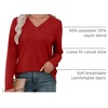image:imageXIEERDUO Long Sleeve Shirts for Women V Neck Fall Tops Basic Tunic Tops Loose Fit Dressy 2026Red