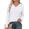 image:imageXIEERDUO Long Sleeve Shirts for Women V Neck Fall Tops Basic Tunic Tops Loose Fit Dressy 2026White