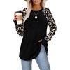 image:imageXIEERDUO Womens Tunic Tops to Wear with Leggings Long Sleeve Thumb Hole Shirts Crew Neck Curved HemBlack Leopard