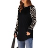 image:imageXIEERDUO Womens Tunic Tops to Wear with Leggings Long Sleeve Thumb Hole Shirts Crew Neck Curved HemBlack Leopard