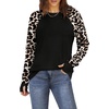 image:imageXIEERDUO Womens Tunic Tops to Wear with Leggings Long Sleeve Thumb Hole Shirts Crew Neck Curved HemBlack Leopard