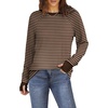 image:imageXIEERDUO Womens Tunic Tops to Wear with Leggings Long Sleeve Thumb Hole Shirts Crew Neck Curved HemBrown Stripe