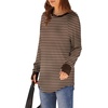 image:imageXIEERDUO Womens Tunic Tops to Wear with Leggings Long Sleeve Thumb Hole Shirts Crew Neck Curved HemBrown Stripe