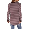 image:imageXIEERDUO Womens Tunic Tops to Wear with Leggings Long Sleeve Thumb Hole Shirts Crew Neck Curved HemPink Stripe