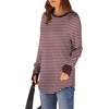 image:imageXIEERDUO Womens Tunic Tops to Wear with Leggings Long Sleeve Thumb Hole Shirts Crew Neck Curved HemPink Stripe