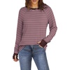 image:imageXIEERDUO Womens Tunic Tops to Wear with Leggings Long Sleeve Thumb Hole Shirts Crew Neck Curved HemPink Stripe