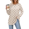 image:imageXIEERDUO Womens Tunic Tops to Wear with Leggings Long Sleeve Thumb Hole Shirts Crew Neck Curved HemPolka Dot Beige