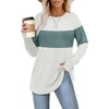 image:imageXIEERDUO Womens Tunic Tops to Wear with Leggings Long Sleeve Thumb Hole Shirts Crew Neck Curved HemWhite Blue