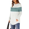 image:imageXIEERDUO Womens Tunic Tops to Wear with Leggings Long Sleeve Thumb Hole Shirts Crew Neck Curved HemWhite Blue